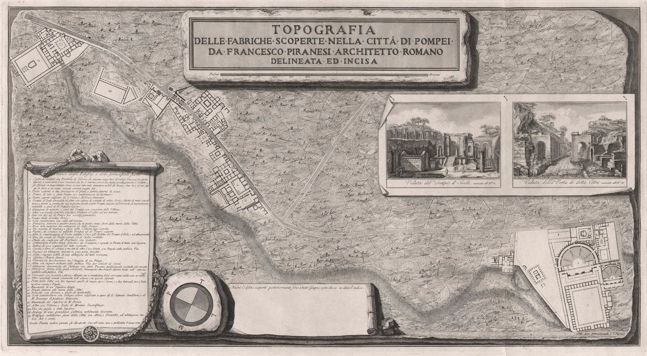 Kaupungista löydettyjen tehtaiden topografia? Pompejista tekijältä Francesco Piranesi