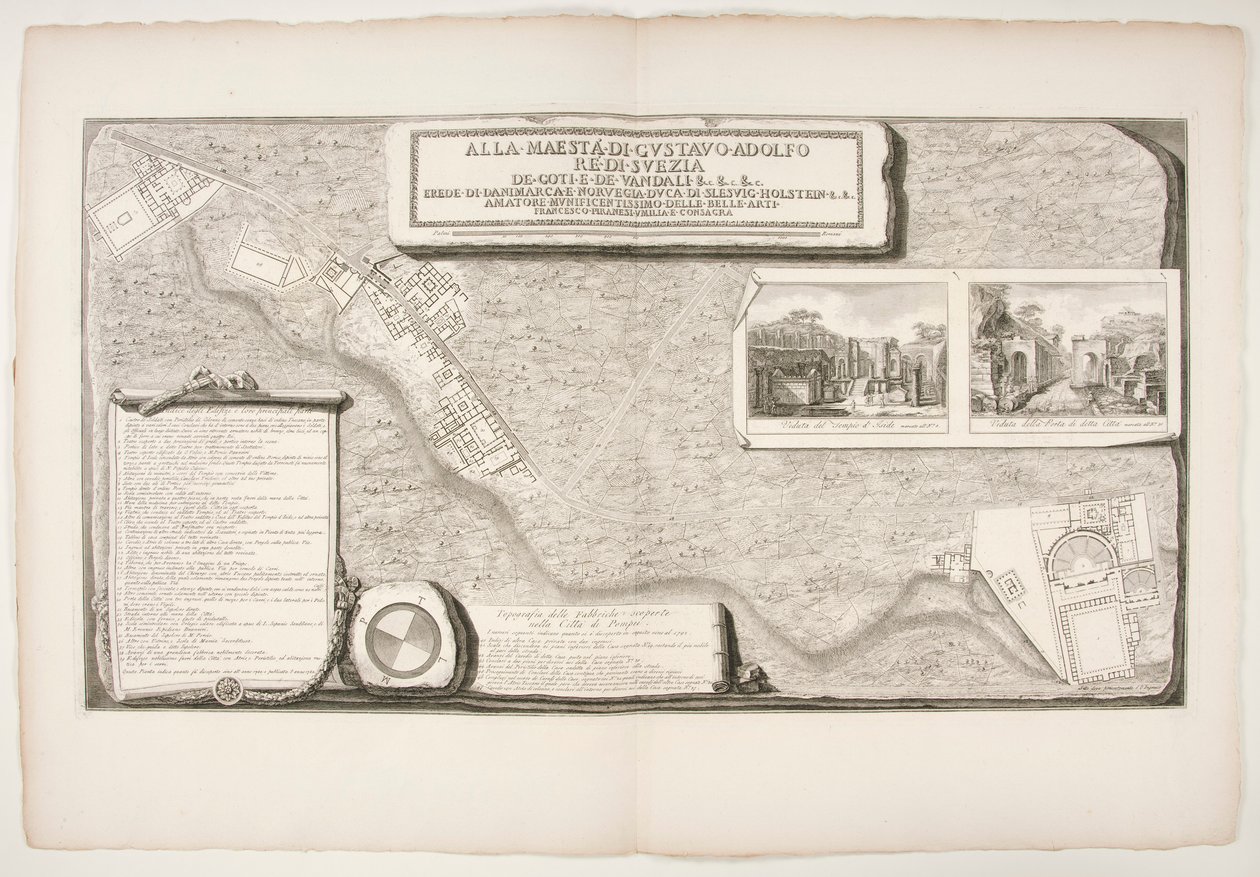 Kaupungista löydettyjen tehtaiden topografia? Pompejista tekijältä Francesco Piranesi