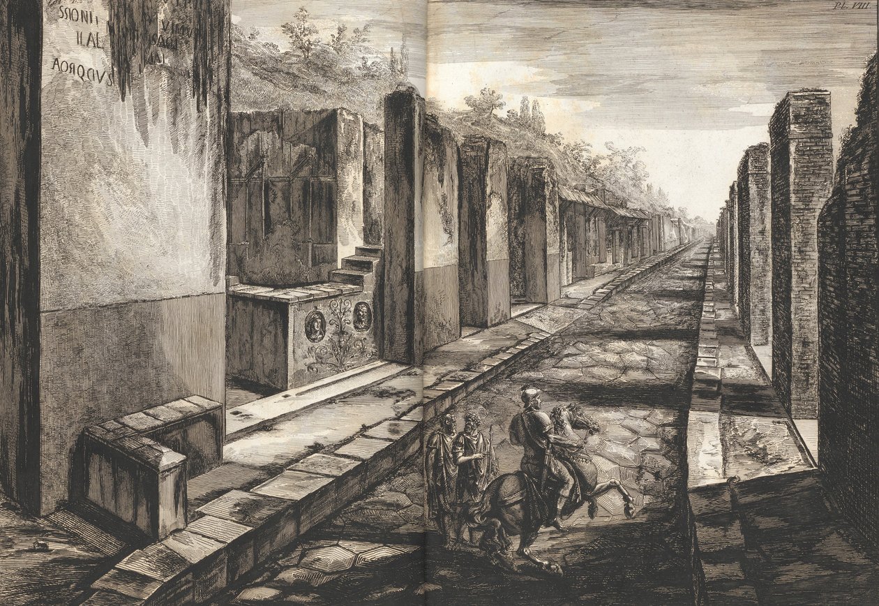 Näkymä kadulta, joka tulee Pompejin kaupungin portin alta, jalka pa..., 1804. tekijältä Francesco Piranesi