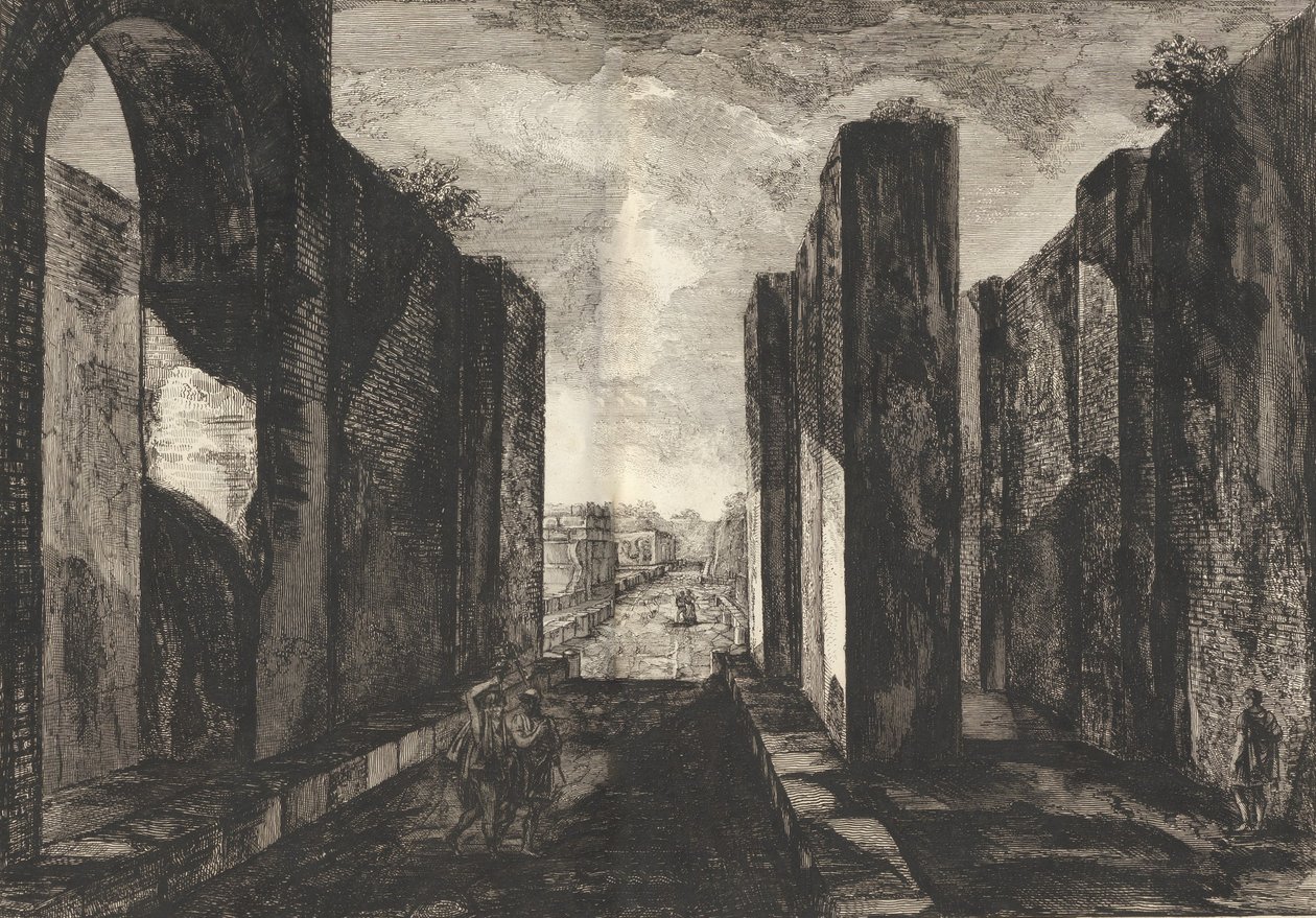 Näkymä Pompeijin kaupungin sisäpihasta, Antiquités de Pompeïasta, tome premier, Ant..., 1804. tekijältä Francesco Piranesi