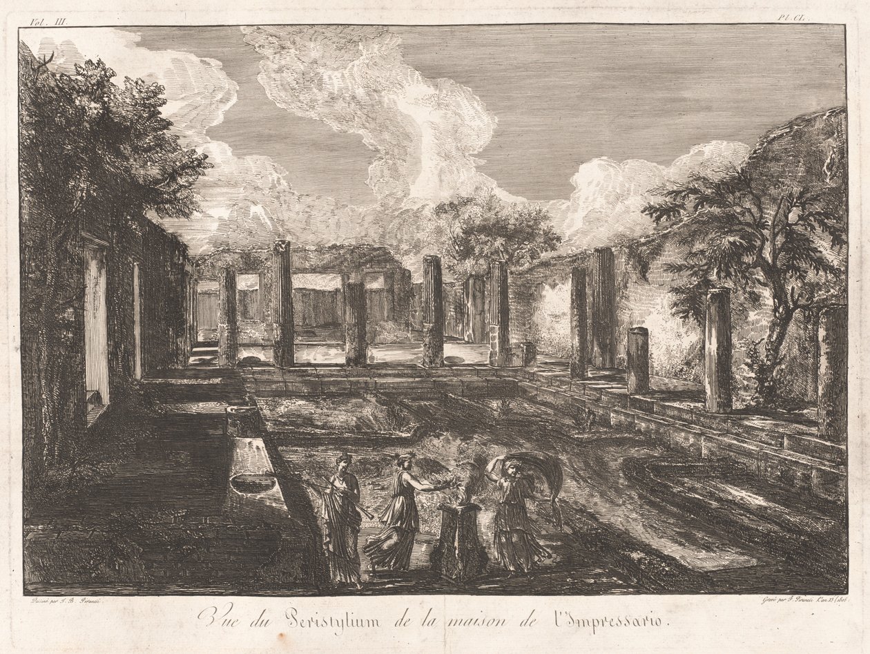 Näkymä Peristyliumille Impressarion talosta tekijältä Francesco Piranesi, after Giovanni Battista Piranesi