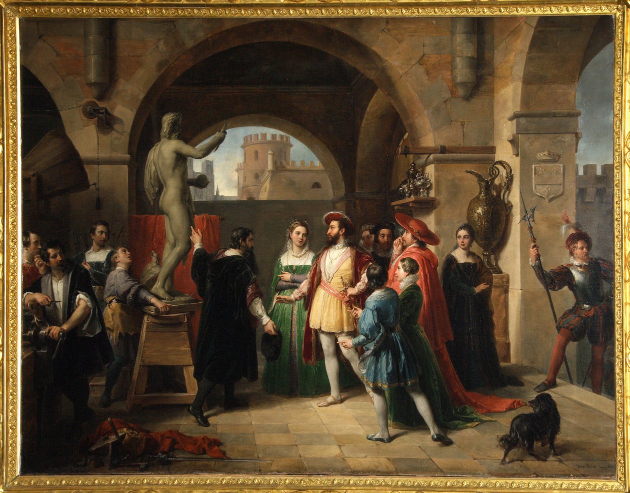 Francis I Benvenuto Cellinin studiossa tekijältä Francesco Podesti