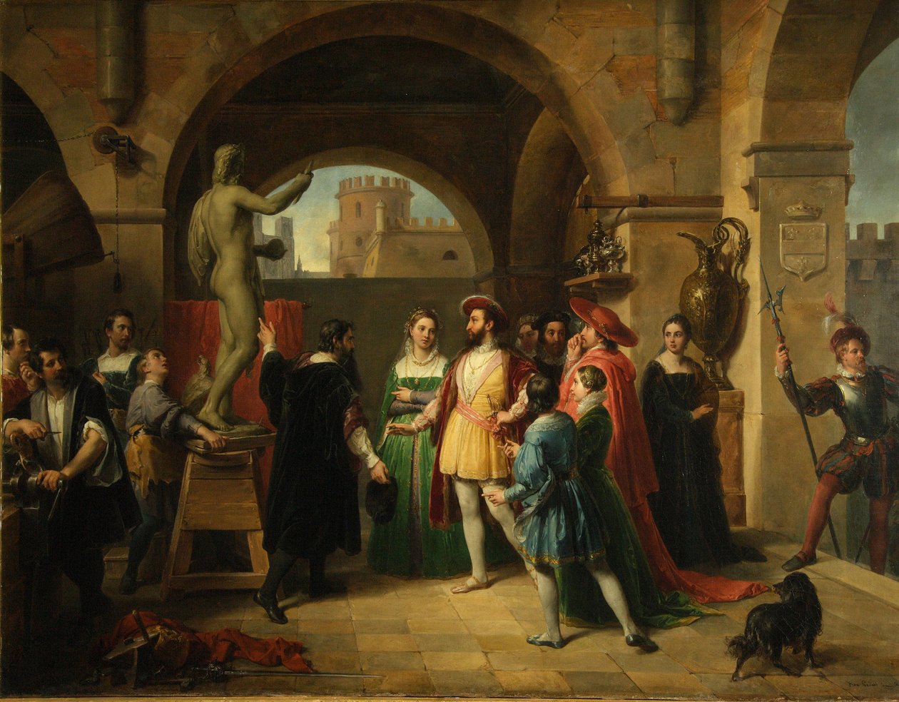 Francis I Benvenuto Cellinin studiossa, 1837 tekijältä Francesco Podesti
