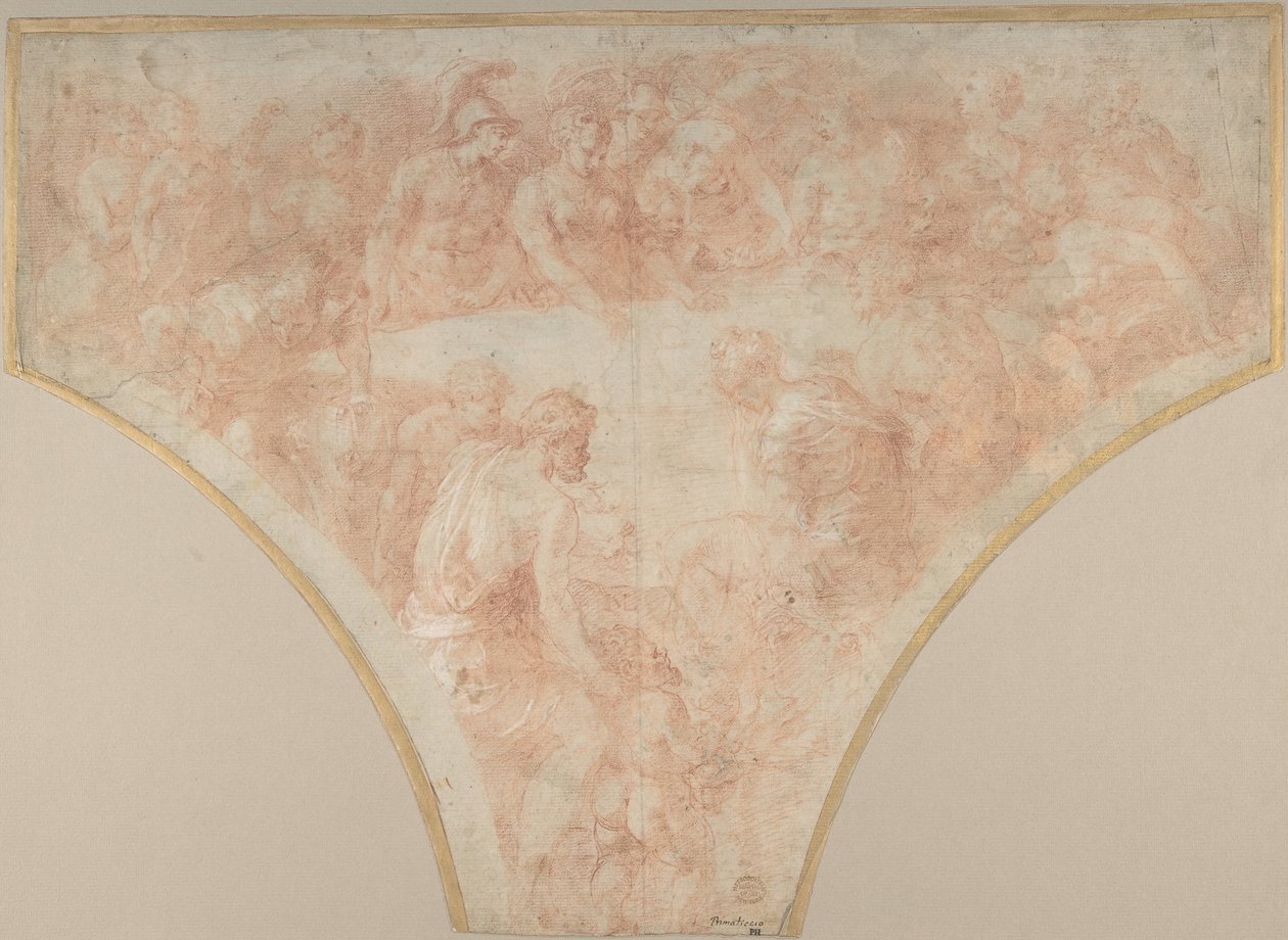 Erisin omena heitti Peleuksen ja Thetisin häissä: Tutkimus Frescolle..., 1504-70. tekijältä Francesco Primaticcio