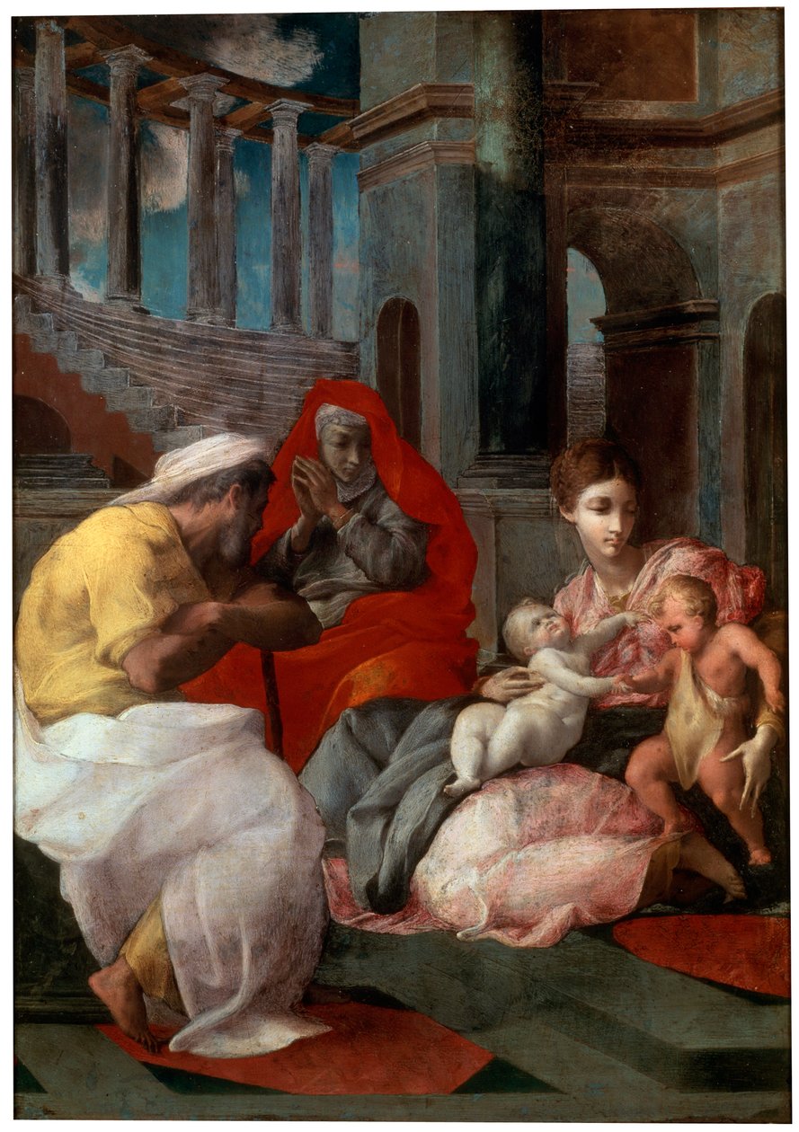 Pyhä perhe Johannes Kastajan ja Pyhän Elisabetin kanssa, 1541 tekijältä Francesco Primaticcio