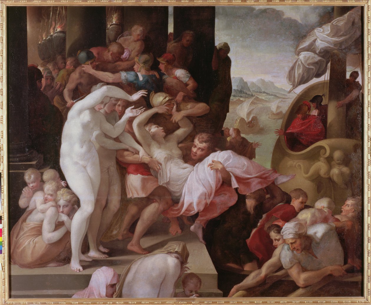 Helenin raiskaus, n. 1533 tekijältä Francesco Primaticcio