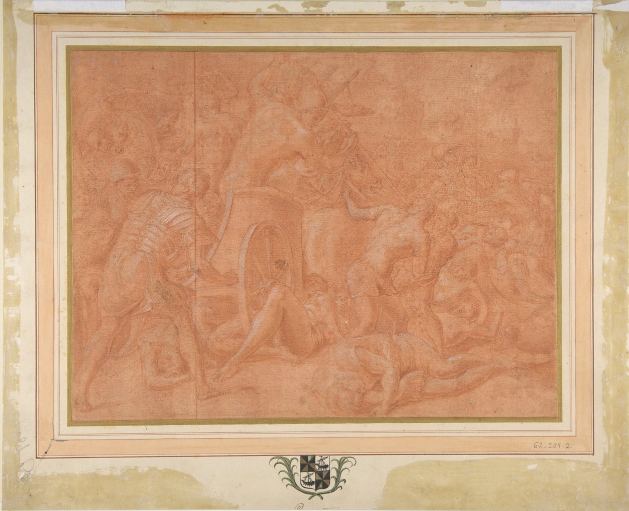 Ulysses ja hänen seuralaisensa taistelemassa ciconeja vastaan Ismaroksen kaupungin edessä, Study..., 1555-60. tekijältä Francesco Primaticcio