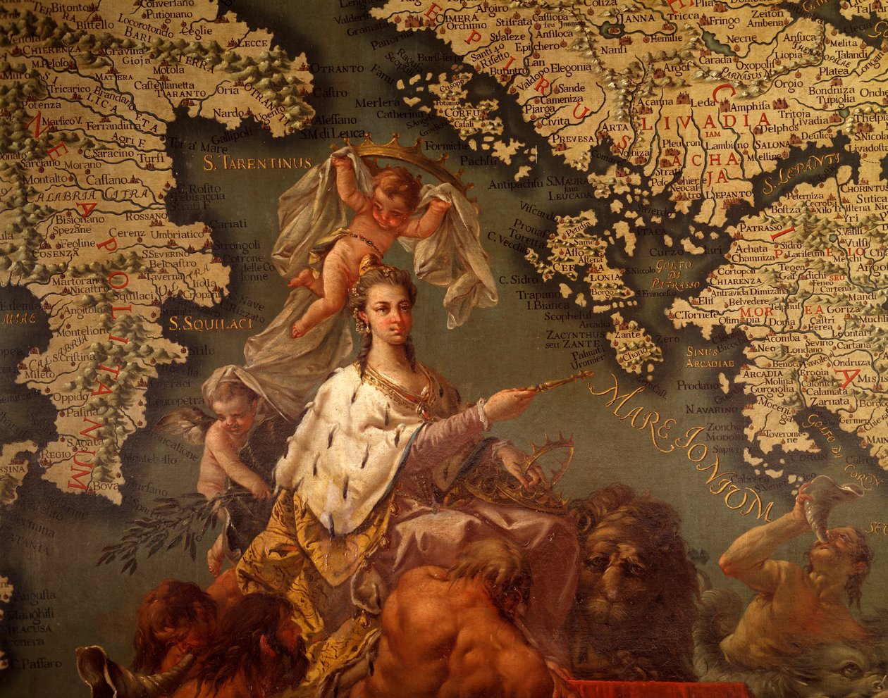 Venetsia, Välimeren kuningatar, Giambattista Ramusio (1485-1557) ja Francesco Grisellini (1717-1787), Maps Room tai Scudo Room, Dogen palatsi, Venetsia (UNESCOn maailmanperintöluettelo) tekijältä Francesco and Ramusio Giovan Battista Grisellini