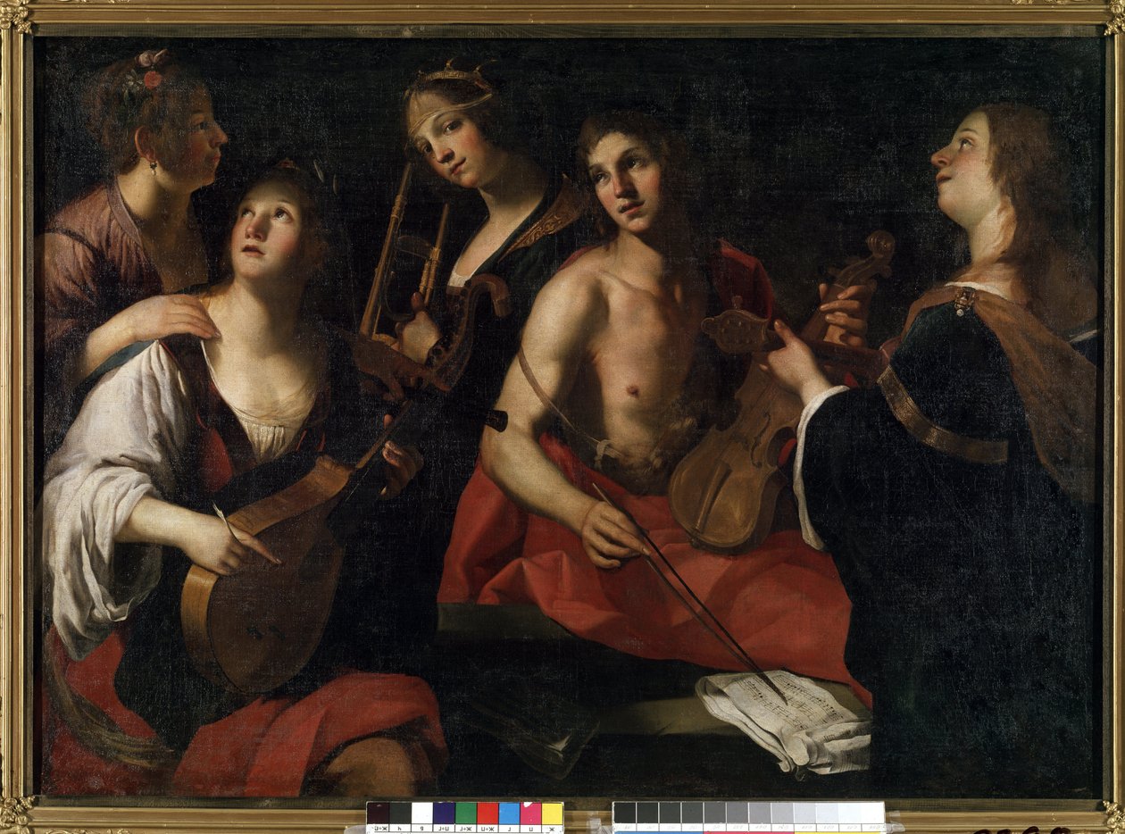 Konsertti (konsertti). Francesco Rusticin (noin 1575-1626) maalaus. Öljy kankaalle tekijältä Francesco Rustici