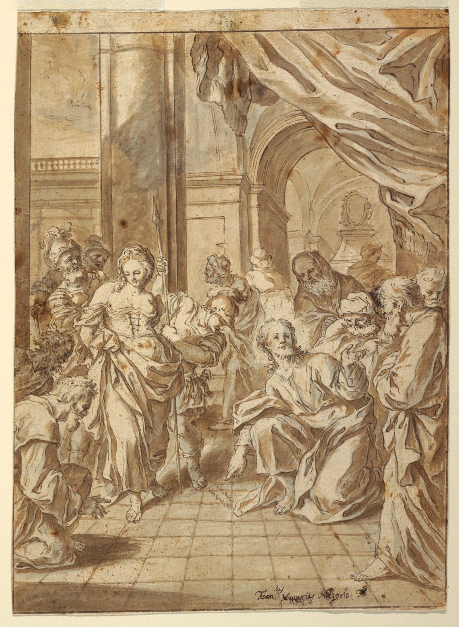 Piirros, Kristus ja aviorikollinen nainen, 1750-60 tekijältä Francesco Saverio Mergolo