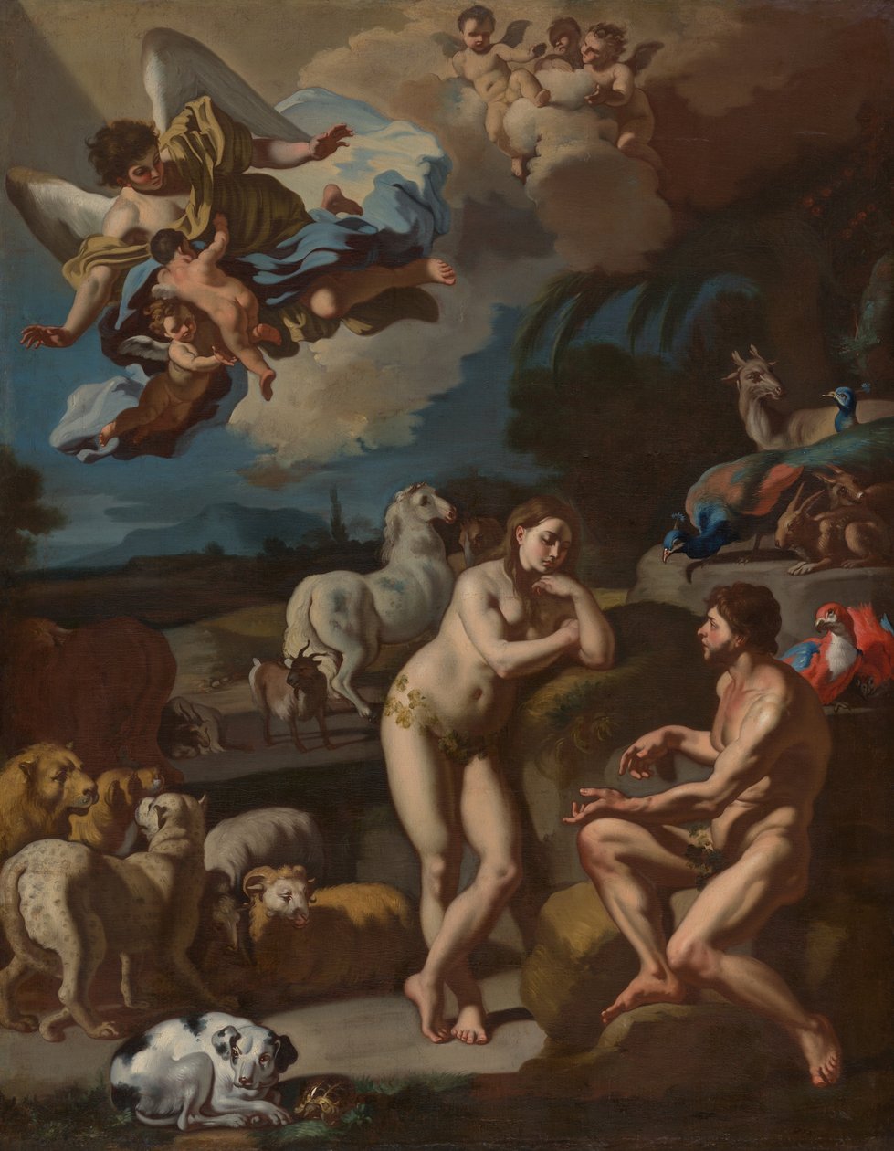 Aatami ja Eeva paratiisissa tekijältä Francesco Solimena