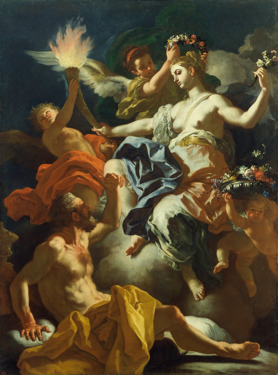 Aurora lähtee Tithonuksesta, 1704 tekijältä Francesco Solimena