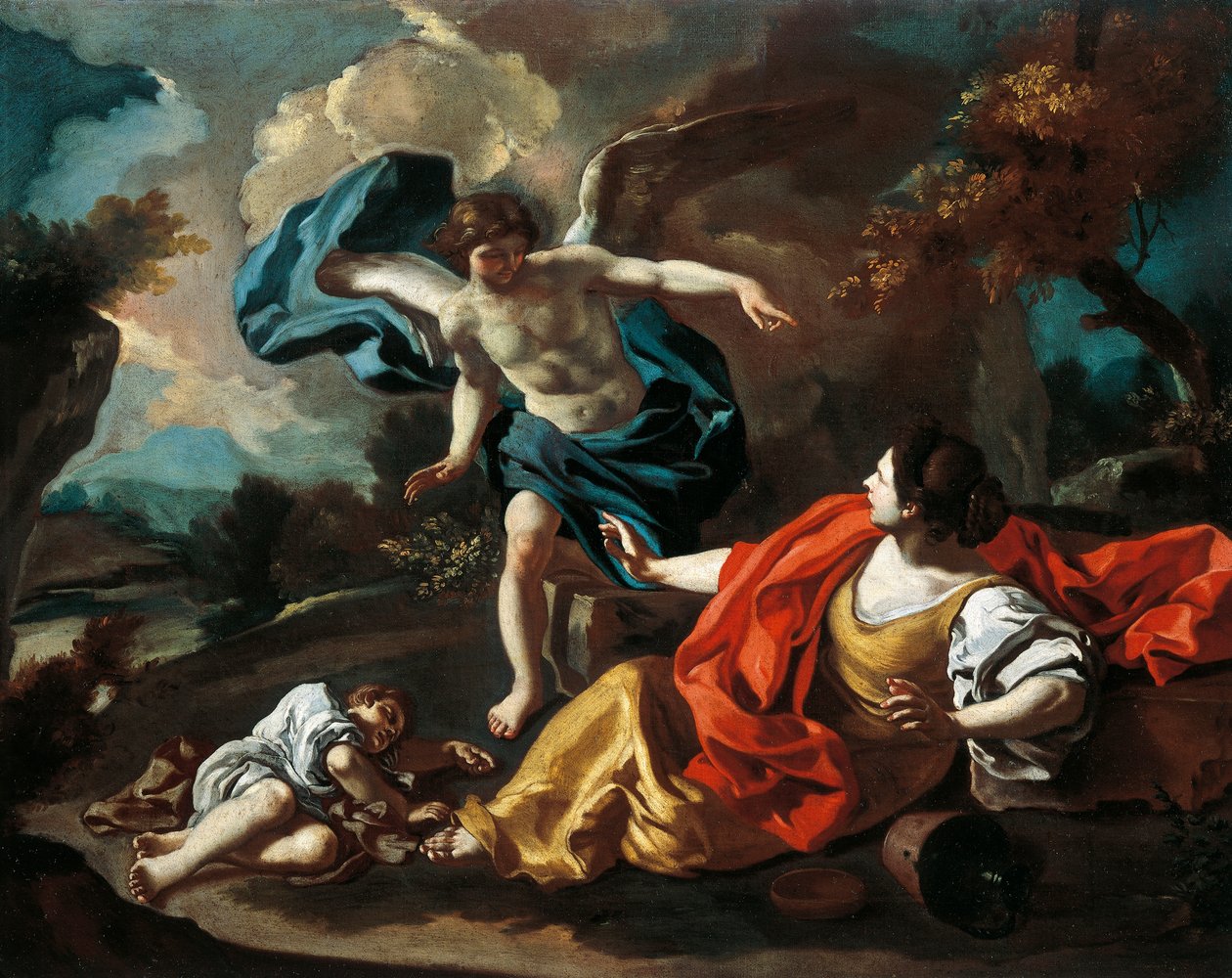 Hagar ja Ismael, Francesco de Mura (1696-1782), öljy kankaalle, 73x98 cm tekijältä Francesco Solimena