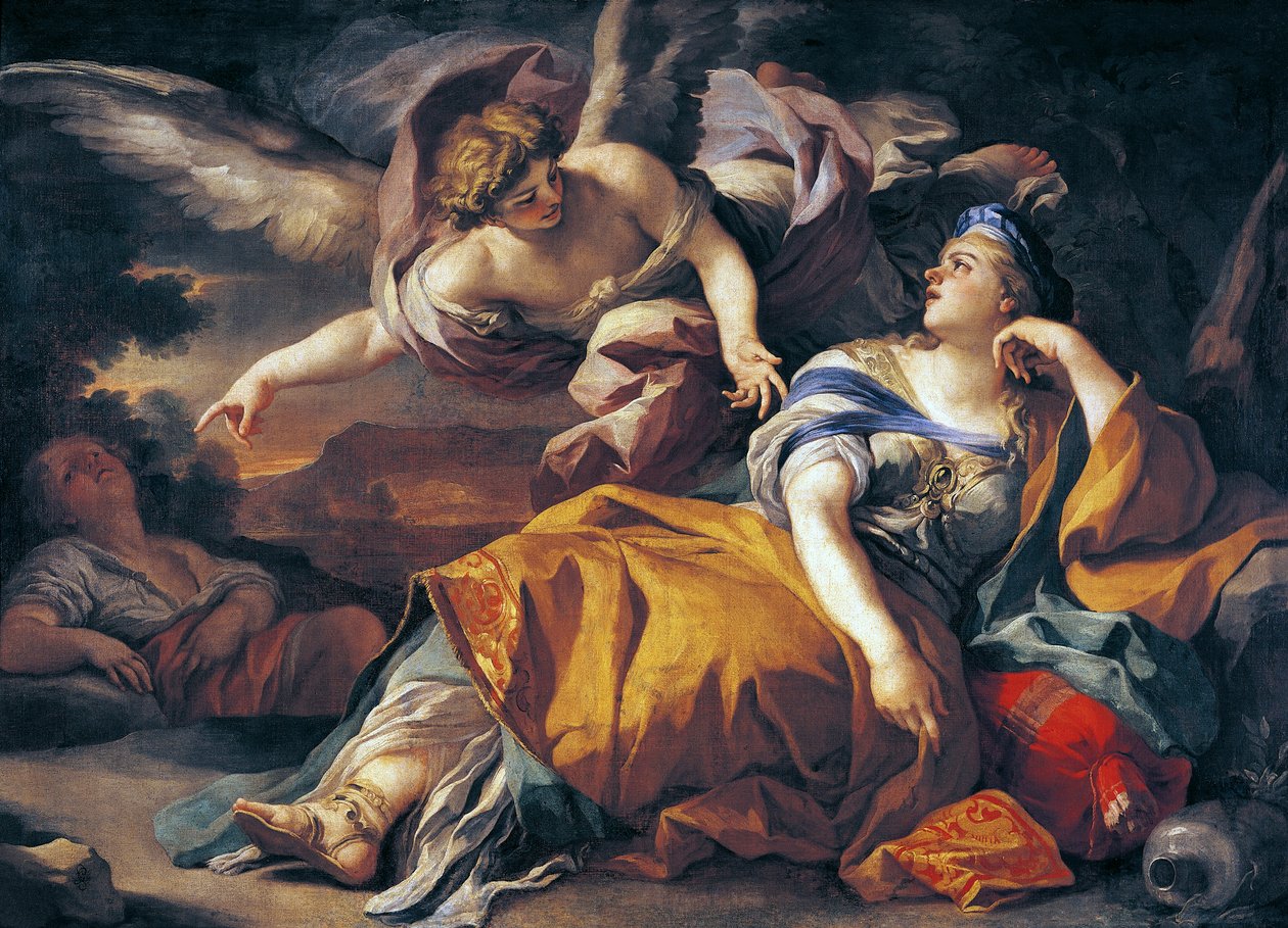 Hagar ja enkeli, Francesco Solimena (1657-1747), öljy kankaalle tekijältä Francesco Solimena