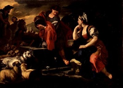 Jacob ja Rachel kaivolla (öljy kankaalle) tekijältä Francesco Solimena