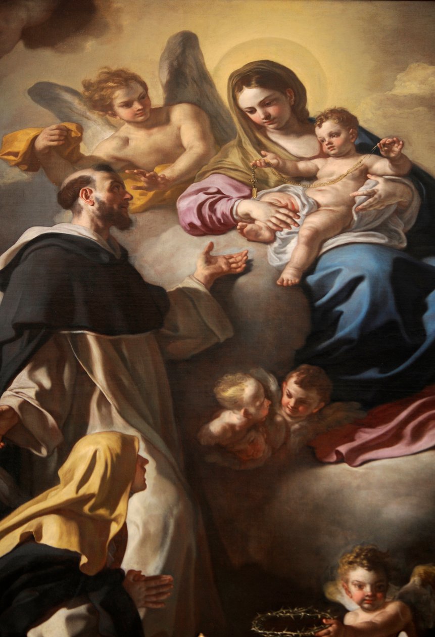 Madonna Rosary pyhien Dominic ja Katariina kanssa tekijältä Francesco Solimena