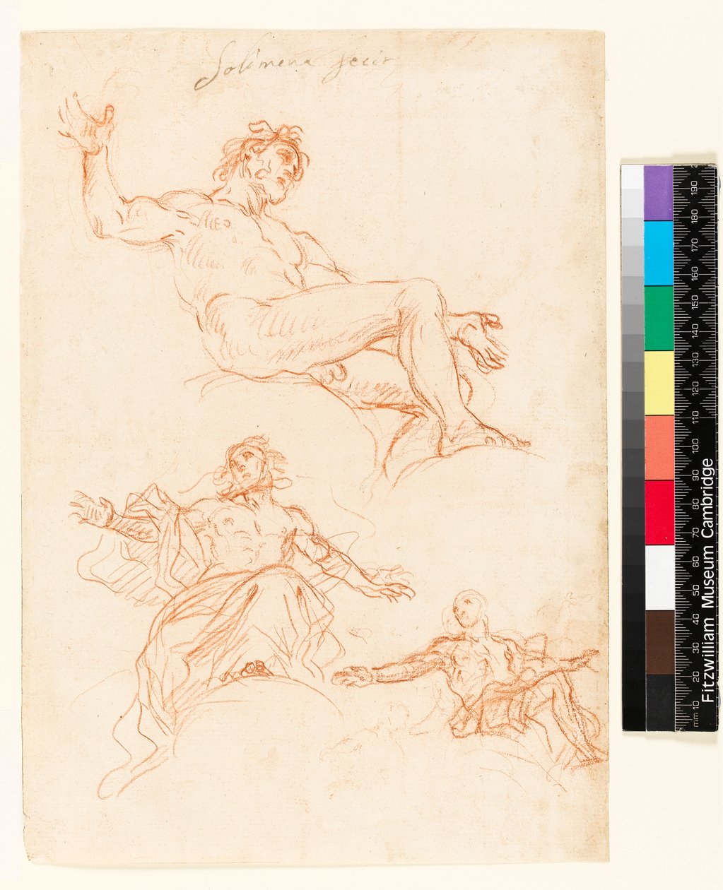 Recto: Opintolomake. Verso: Pieniä mustekirjoituksia, mahdollisesti verhojen tutkimus? , 1700-1799 tekijältä Francesco Solimena
