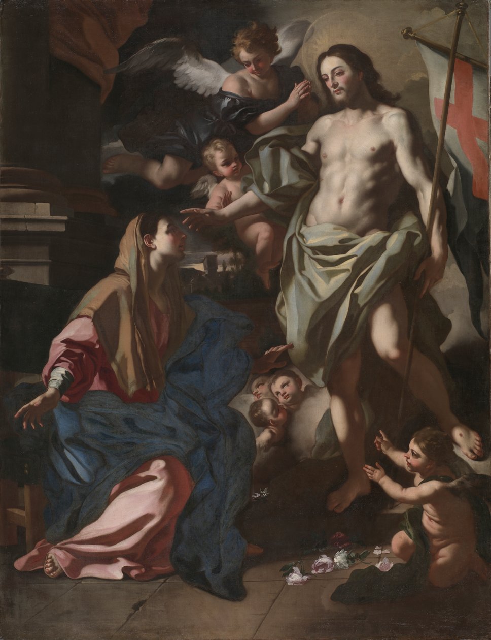 Ylösnoussut Kristus ilmestyy neitsyelle, noin 1708 (öljy kankaalle). tekijältä Francesco Solimena