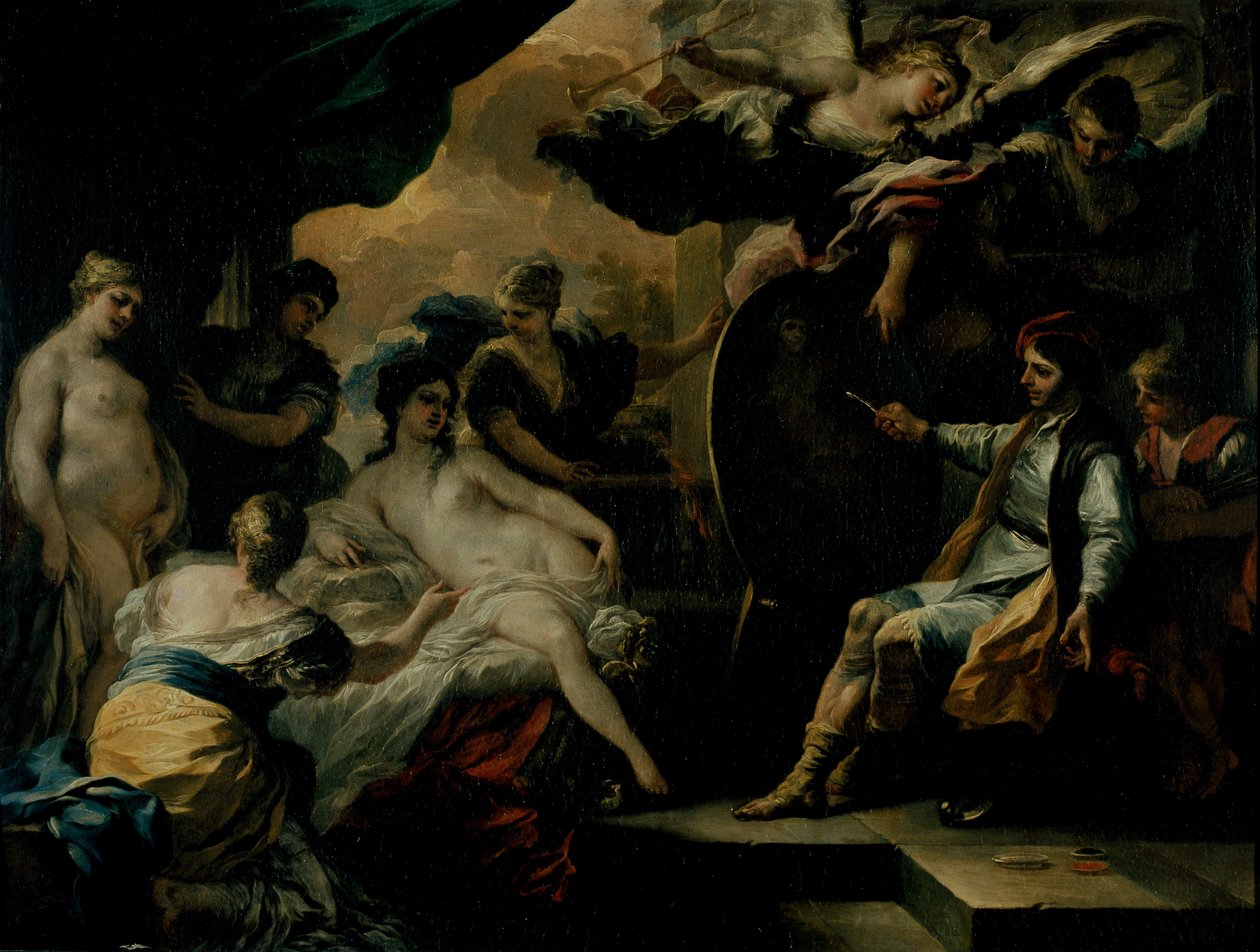 Zeuxis and the Maidens of Croton (öljy kuparille) tekijältä Francesco Solimena