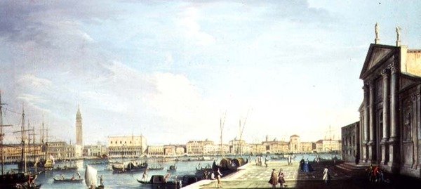 Bacino di San Marco, Dogesin palatsi ja Riva degli Schiavoni (1700-luku) tekijältä Francesco Tironi