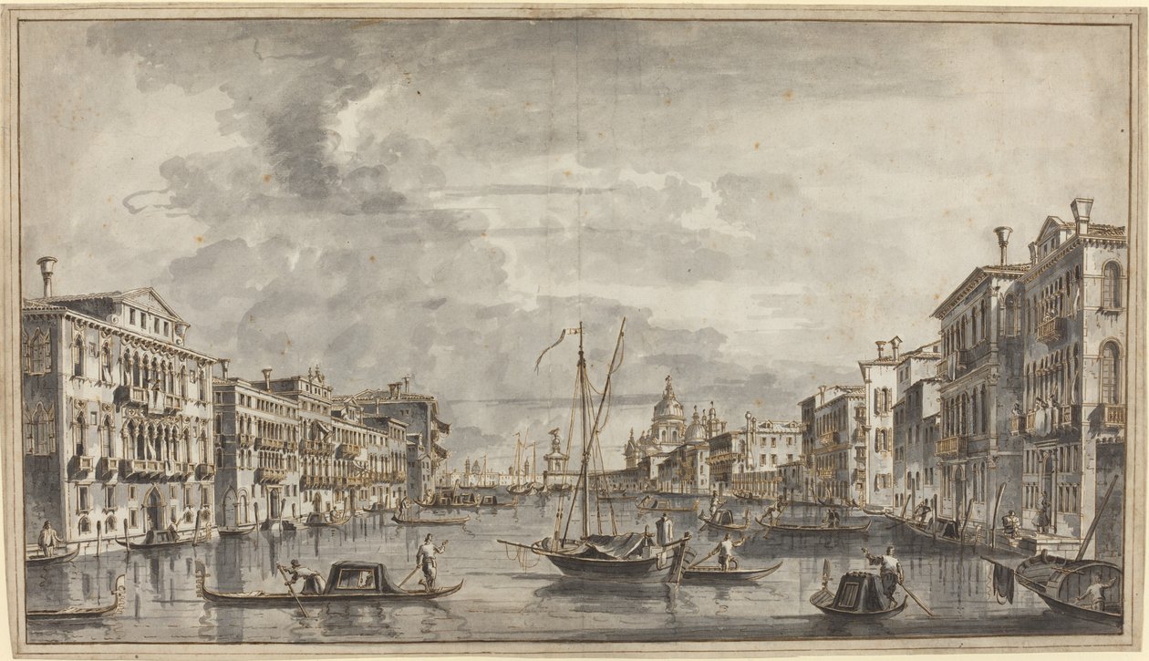 Canal Grande kohti tervehdys ja Dogana tekijältä Francesco Tironi
