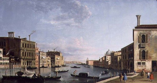 Venetsia: Canal Grande katsoen Campo San Violta Bacinoon (öljy kankaalle) tekijältä Francesco Tironi