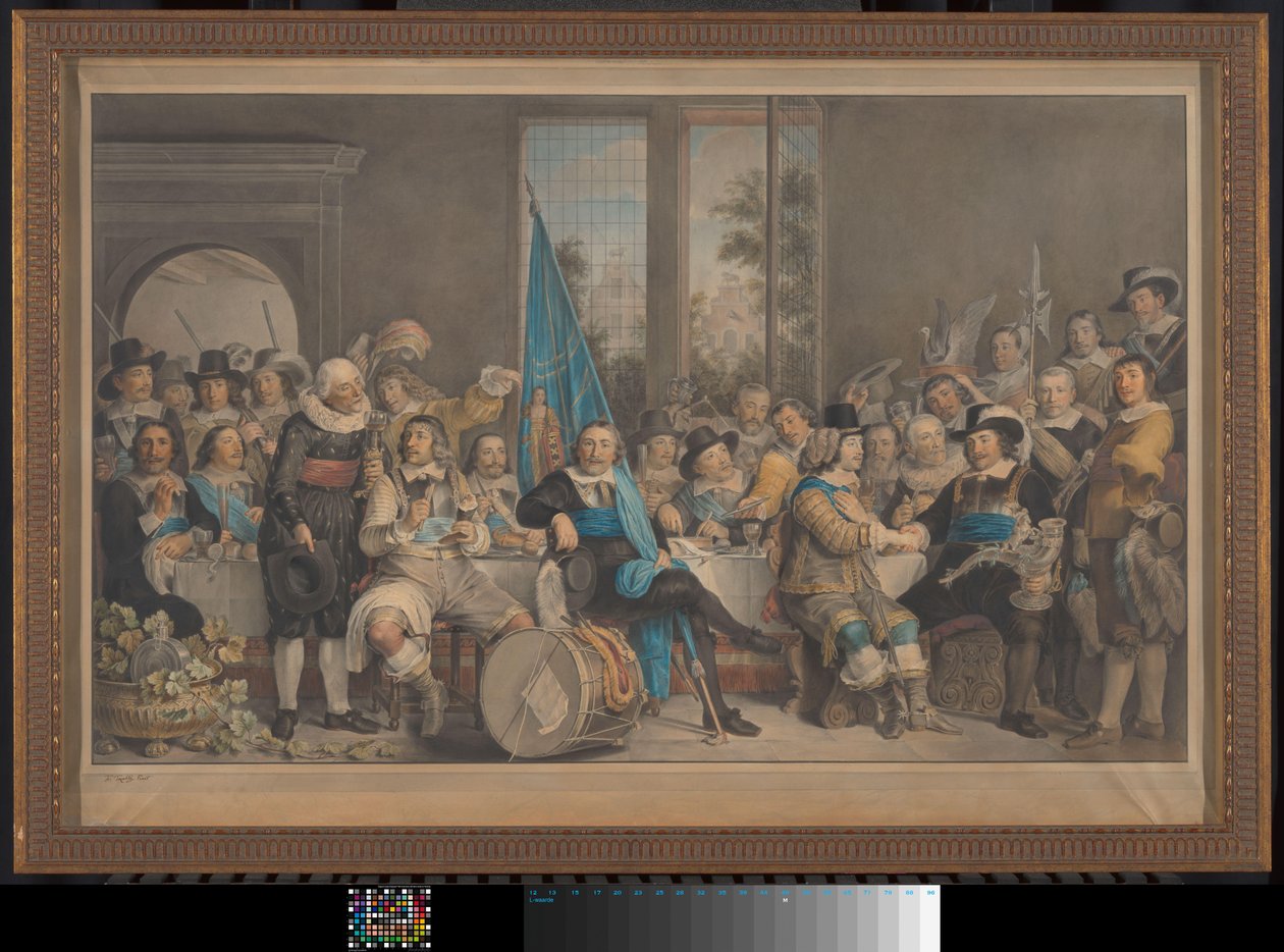 Ampujan ateria Voetboogissa (St. Joris) Amsterdamissa Munsterin rauhan solmimisen kunniaksi 18. kesäkuuta 1648 tekijältä Francesco Tozelli (signed by artist)