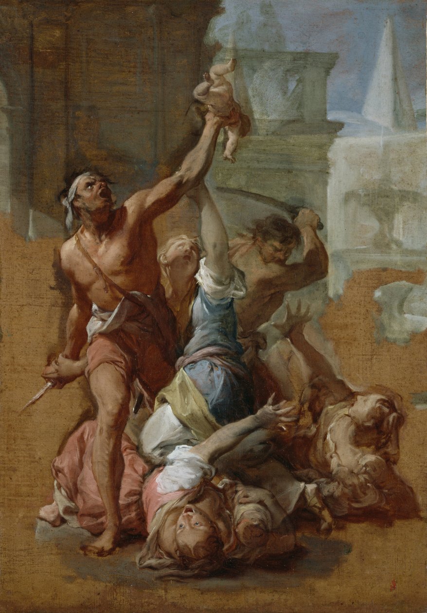 Study for the Massacre of the Innocents, n. 1700-1710 (öljy kankaalle) tekijältä Francesco Trevisani