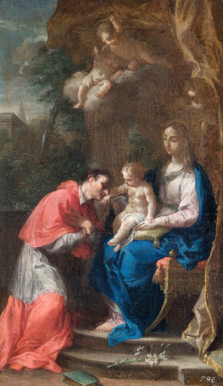 "Neitsyt ja lapsi St Carlo Borromeon kanssa", 1600- tai 1700-luku tekijältä Francesco Trevisani