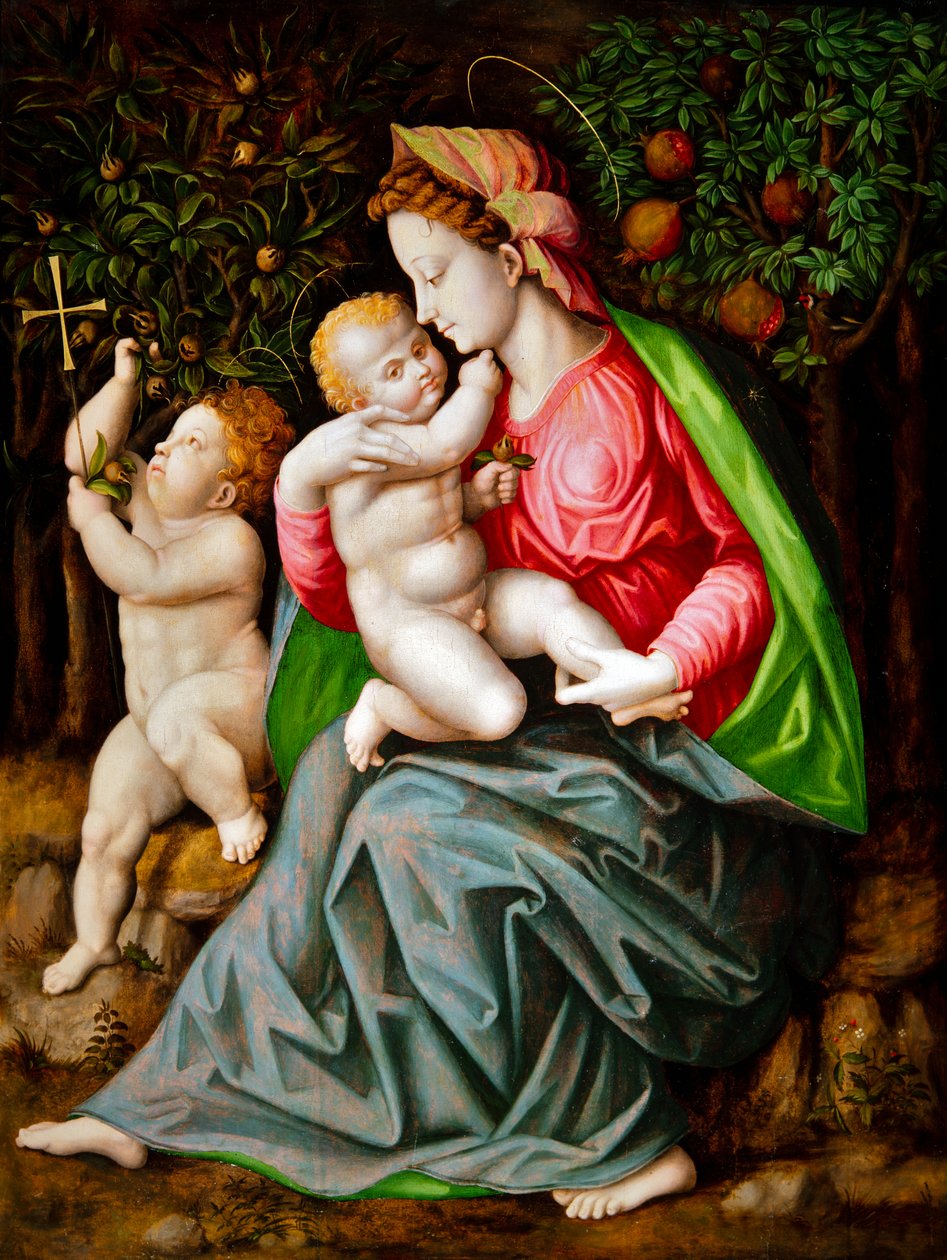 Neitsyt ja lapsi sekä Johannes-lapsi tekijältä Francesco Ubertini Il Bacchiacca
