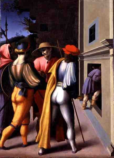 The Arrest of the Brothers, teoksesta The Stories of the Giuseppe Ebreo (tempera paneelissa) tekijältä Francesco Ubertini Verdi Bachiacca