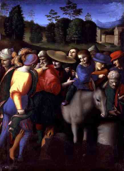 The Recovery of the Stolen Cup, "The Stories of Giuseppe Ebreo" (tempera paneelissa) tekijältä Francesco Ubertini Verdi Bachiacca