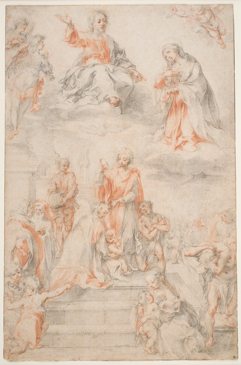 Saint Ansano kastaa sienalaisia, n. 1593 (liitu paperille) tekijältä Francesco Vanni