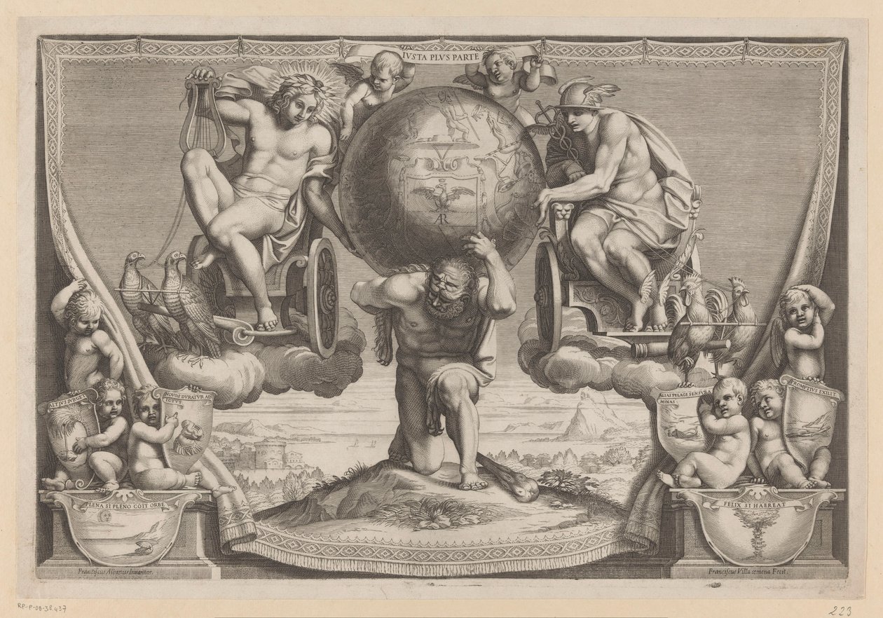Kardinaali Pompeius Arrigonin allegoria tekijältä Francesco Villamena