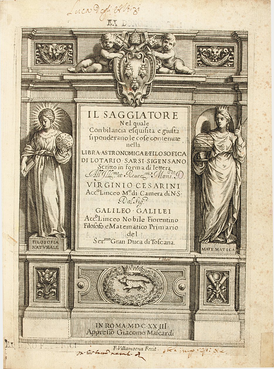 Galileo Galilein "The Assayer" -elokuva, 1623 tekijältä Francesco Villamena