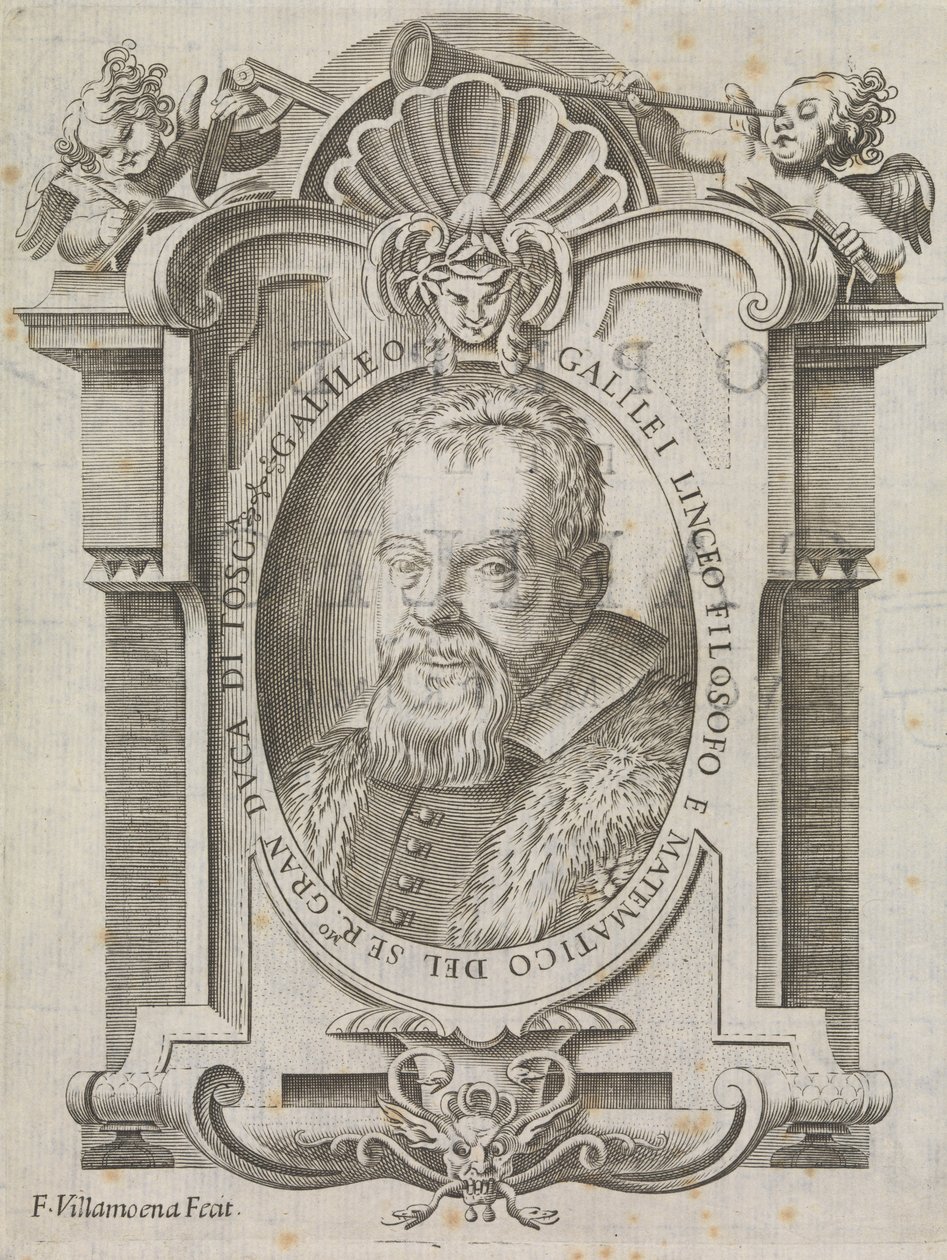 Galileo Galilei (1564-1642), noin 1656 (kaiverrus). tekijältä Francesco Villamena