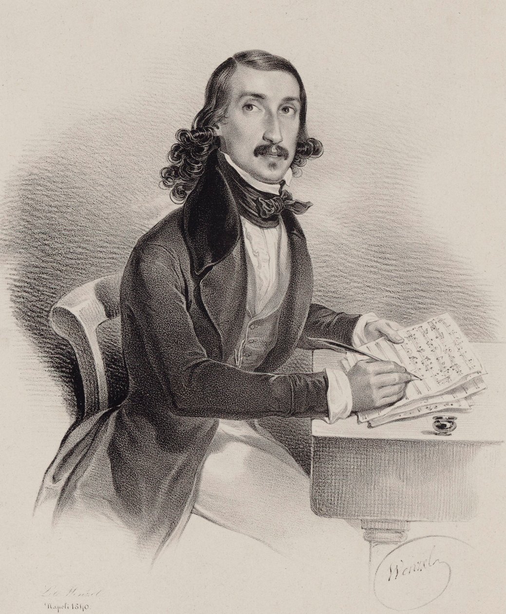 Muotokuva laulajasta ja säveltäjästä Giacinto Marrasista 1810-1883, 1840. tekijältä Francesco Wenzel