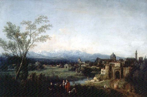 Fantastinen maisema, Vicenza (öljy kankaalle) tekijältä Francesco Zuccarelli