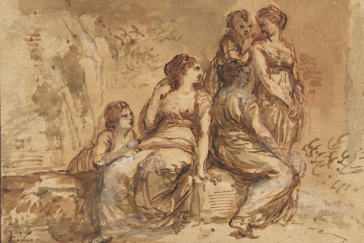 Viisi nuorta naista maisemassa, 1702-88. tekijältä Francesco Zuccarelli