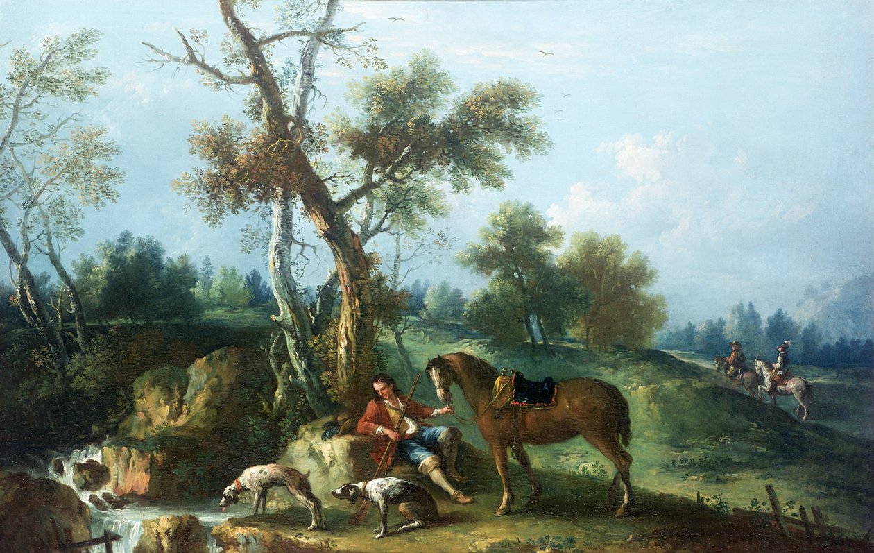 Metsästäjän lepo, 1700-luku tekijältä Francesco Zuccarelli