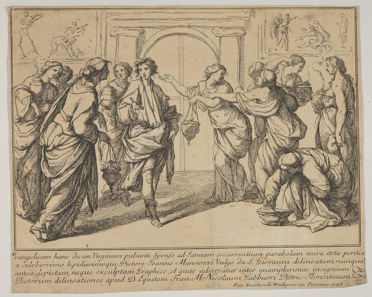 Viisaat ja tyhmät neitsyet, 1728. tekijältä Francesco Zuccarelli