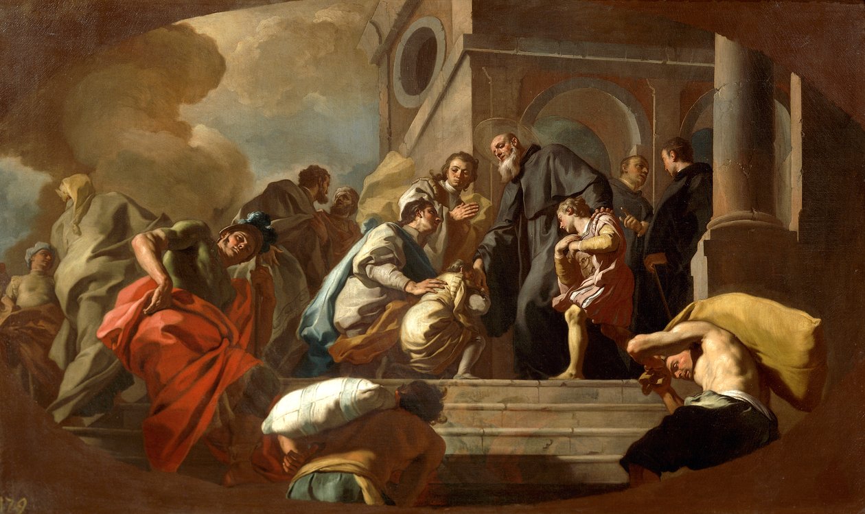 Francesco De Muran (1696-1782) unelma Pyhästä Benedictistä, yksityiskohta tekijältä Francesco de Mura