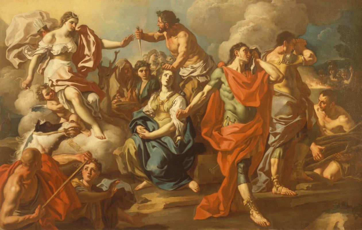 Iphigenian uhri (öljy kankaalle) tekijältä Francesco de Mura