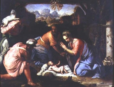 Paimenten palvonta, n. 1525 (paneeli) tekijältä Francesco de Rossi Salviati Cecchino