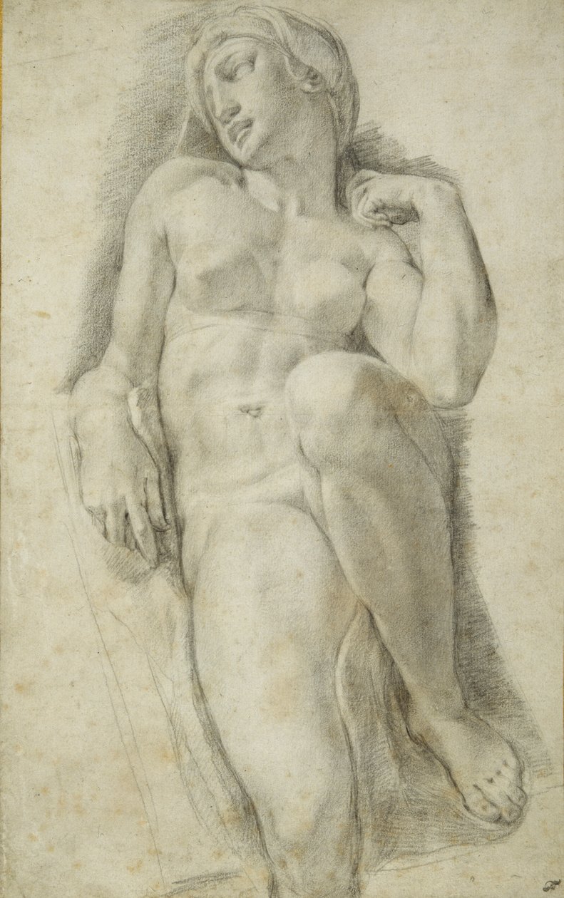 Aurora, Michelangelo Buonarrotin mukaan (musta liitu valkoisella paperilla) tekijältä Francesco de Rossi Salviati Cecchino