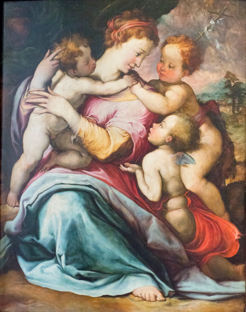 Madonna ja lapsi, nuori pyhä Johannes ja enkeli tekijältä Francesco de Rossi Salviati Cecchino
