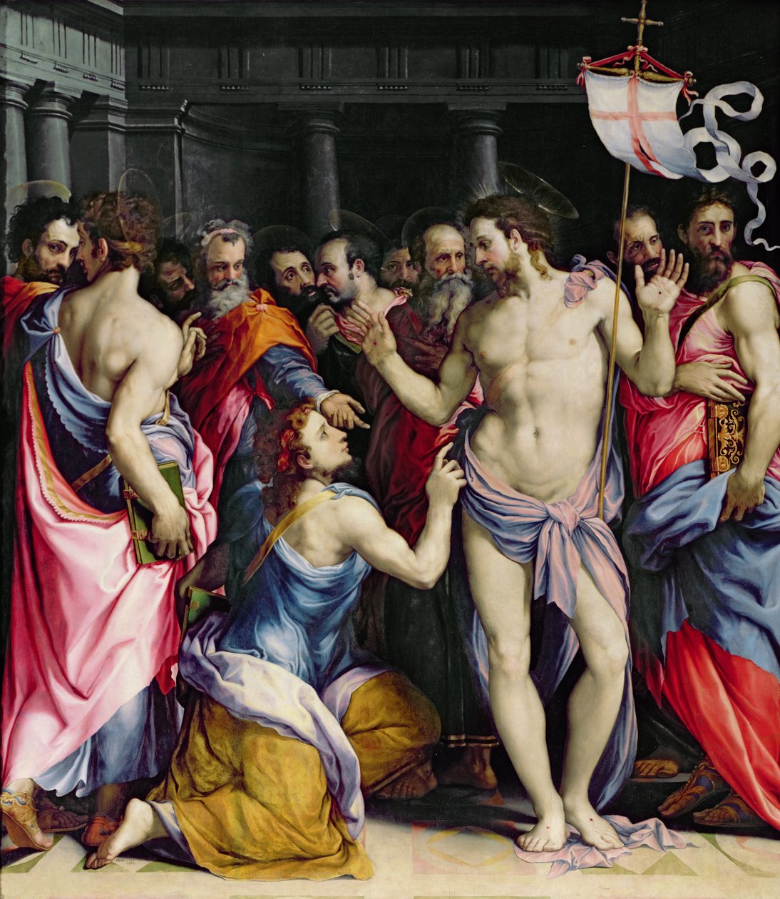 St. Thomasin uskomattomuus, n. 1547 tekijältä Francesco de Rossi Salviati Cecchino