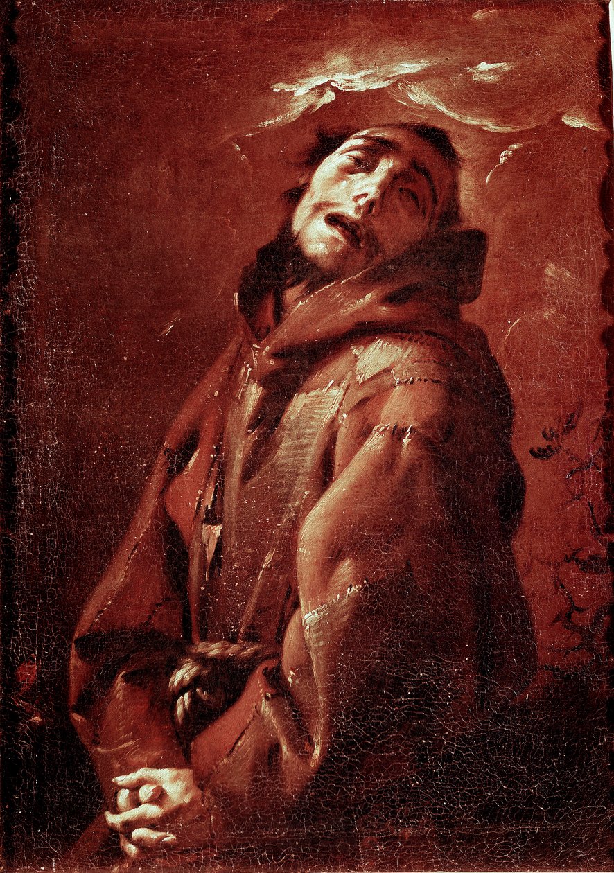 Pyhä Francois Assisilainen ekstaasissa Francesco del Kairon (1607-1665) maalaus 1600-luvulta su. 74x53 cm Milano, Musei Civici del Castello Sforzesco tekijältä Francesco del Cairo