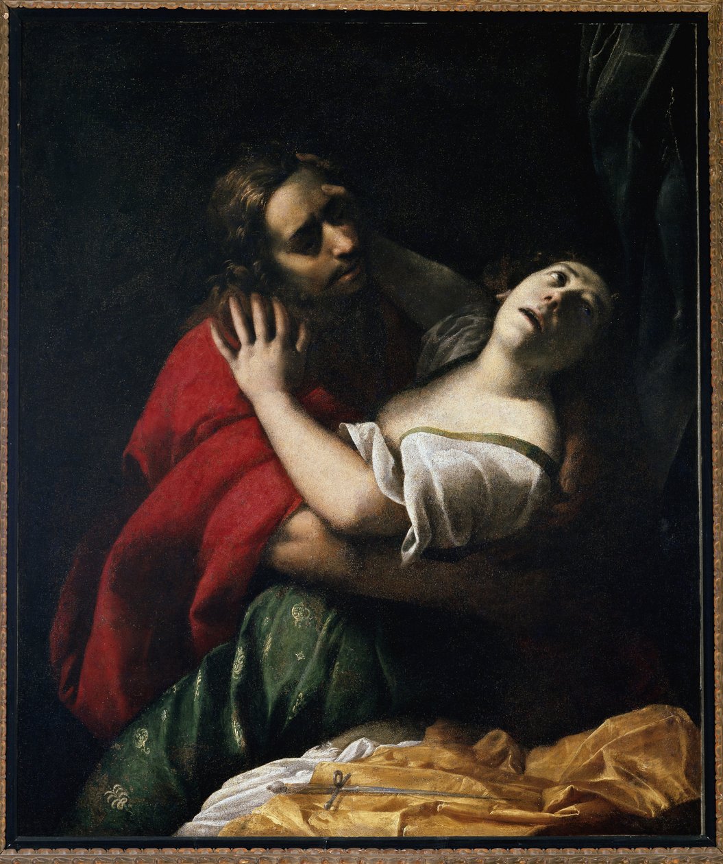 Lucrezian raiskaus (öljy kankaalle tekijältä Francesco del Cairo
