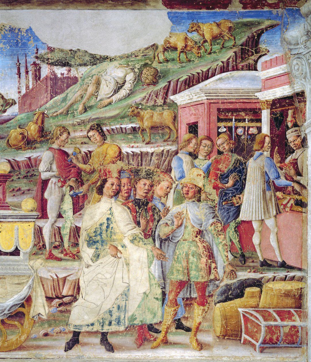 Merkuriuksen voitto: Kesäkuu, Kuukausien huoneesta, n. 1467-1470 (fresko) (yksityiskohta) tekijältä Francesco del Cossa